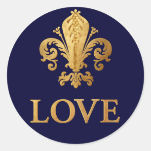 Fleur-de-lis Love Classic Round Sticker