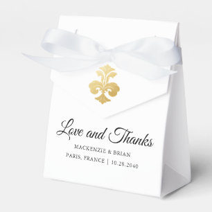 Fleur de Lis Love Thanks Gold Wedding Favour Box