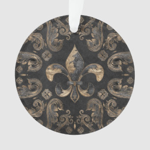Fleur-de-lis luxury ornament - Black Marble