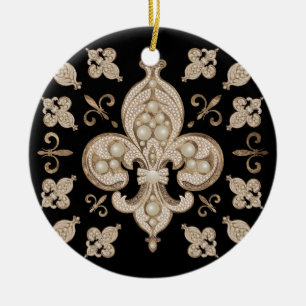Fleur-de-lis luxury pearl and gold ornament
