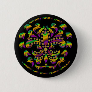 Fleur de lis Mardi Gras 2011 V-1 6 Cm Round Badge