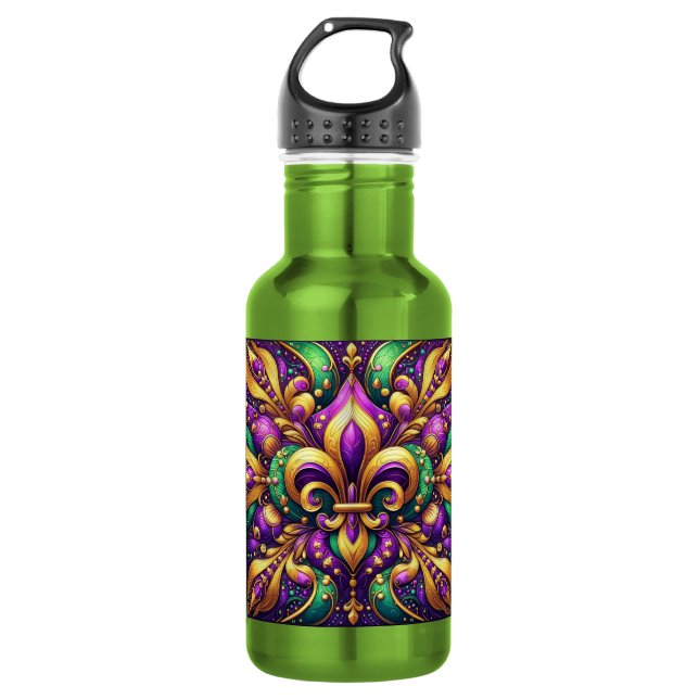 fleur de lis mardi gras 532 ml water bottle (Front)