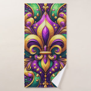 fleur de lis mardi gras bath towel