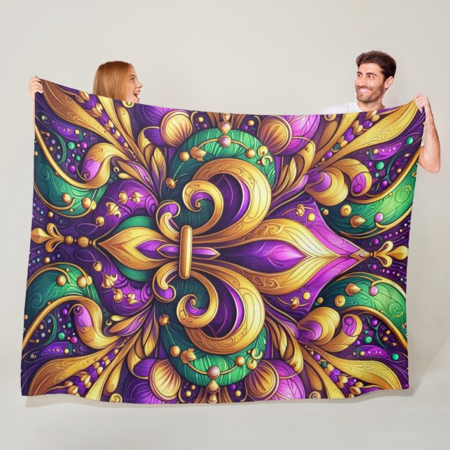 fleur de lis mardi gras fleece blanket (In Situ)
