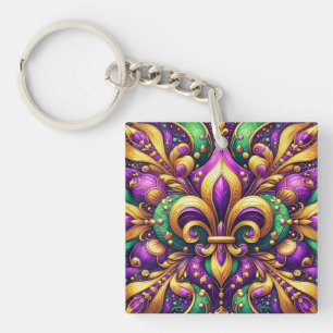 fleur de lis mardi gras key ring