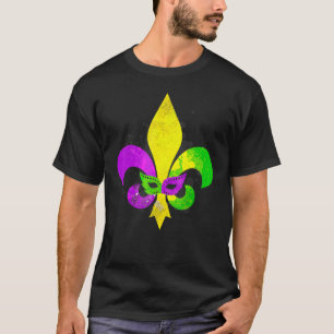 Fleur De Lis Mardi Gras Mask New Orleans Carnival  T-Shirt