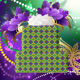 Fleur de lis Mardi Gras Purple Green Yellow Wrapping Paper