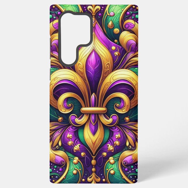 fleur de lis mardi gras samsung galaxy s22 ultra case (Back)
