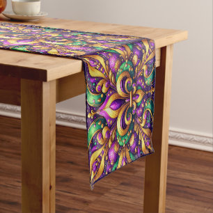 fleur de lis mardi gras short table runner