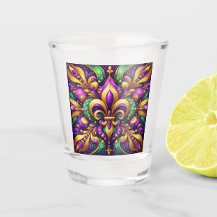 fleur de lis mardi gras shot glass
