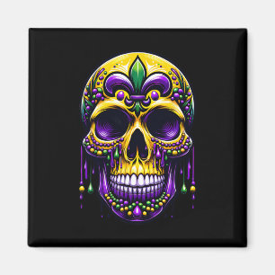 Fleur De Lis Mardi Gras Skull New Orleans Carnival Magnet