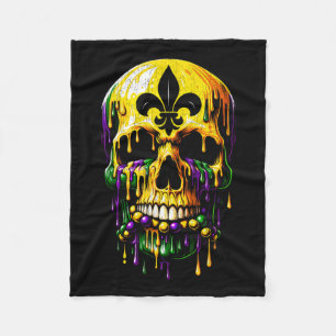 Fleur De Lis Mardi Gras Skulls Men Women Girls Boy Fleece Blanket
