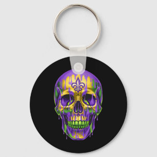 Fleur De Lis Mardi Gras Skulls Men Women Girls Boy Key Ring
