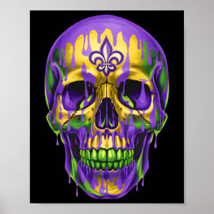 Fleur De Lis Mardi Gras Skulls Men Women Girls Boy Poster