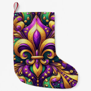 fleur de lis mardi gras small christmas stocking