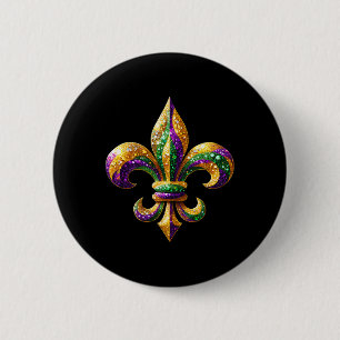 Fleur-de-lis Mardi Gras Symbol Carnival Parade Cos 6 Cm Round Badge