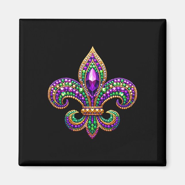 Fleur-de-lis Mardi Gras Symbol Carnival Parade Cos Magnet (Front)