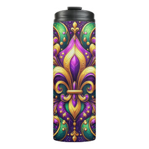 fleur de lis mardi gras thermal tumbler