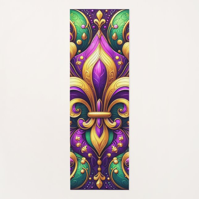 fleur de lis mardi gras yoga mat (Front)