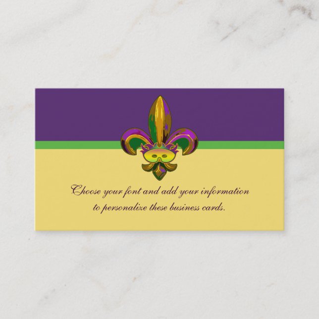 Fleur de lis Mask Business Card (Front)