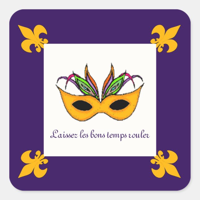 Fleur de Lis Mask Mardi Gras stickers (Front)