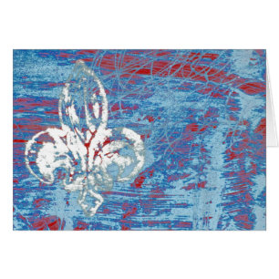 Fleur-de-lis Mixed Media, Red, White, Blue, Grunge