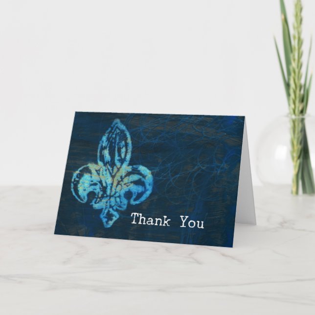 Fleur-de-lis Mixed Media Thank You Card (Front)