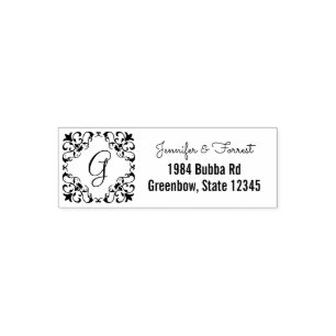 Fleur De Lis Monogram   Elegant Wedding Names Self-inking Stamp