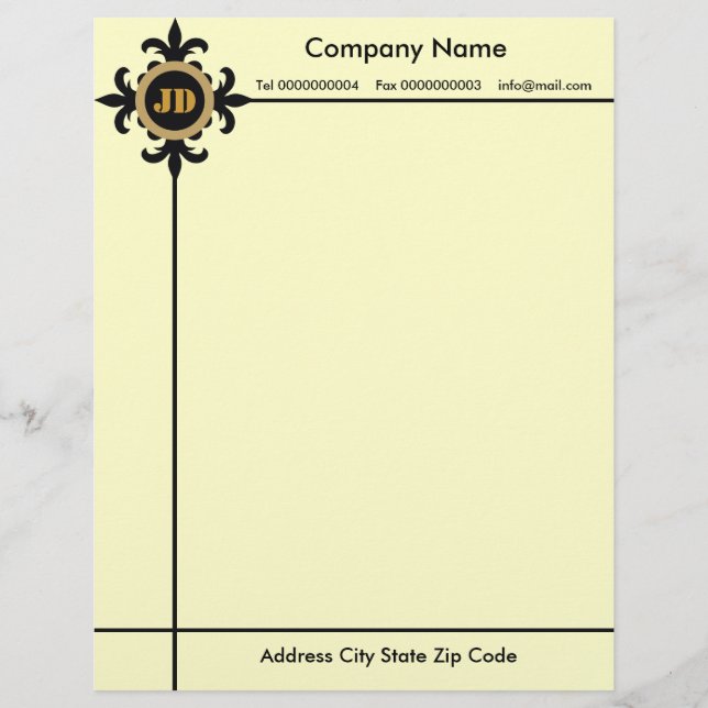 Fleur de lis monogram Letterhead Design (Front)