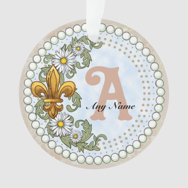 Fleur De Lis Monogram  Ornament (Front)