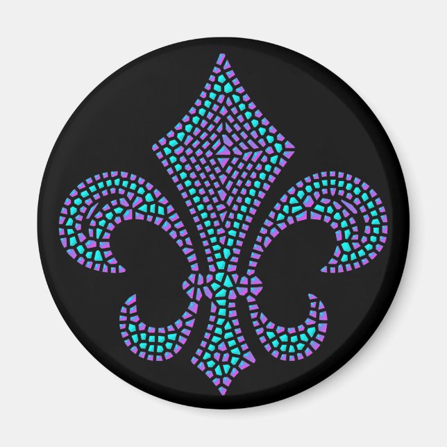Fleur De Lis Mosaic Bevel Pastel Magnet (Front)
