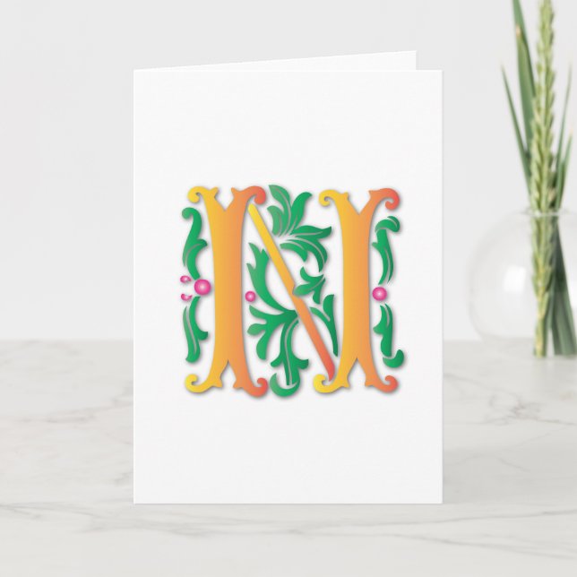 Fleur-de-lis N Monogram Note Card (Front)