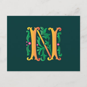 Fleur-de-lis N Monogram Postcard