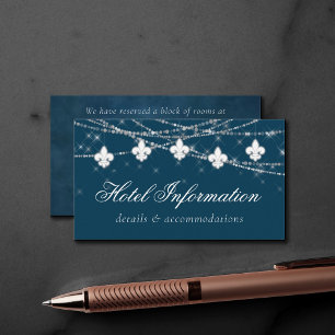 Fleur de Lis Navy Blue Lights Hotel Information Enclosure Card