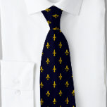 Fleur De Lis Navy Blue Yellow | Tie<br><div class="desc">Fleur De Lis Navy Blue Yellow | neck tie (
The French royal lily flower
Fleur de Lis 
Royal navy blue with bold yellow French lily</div>