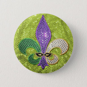 Fleur De Lis  New Orleans Jewel Sparkle 6 Cm Round Badge