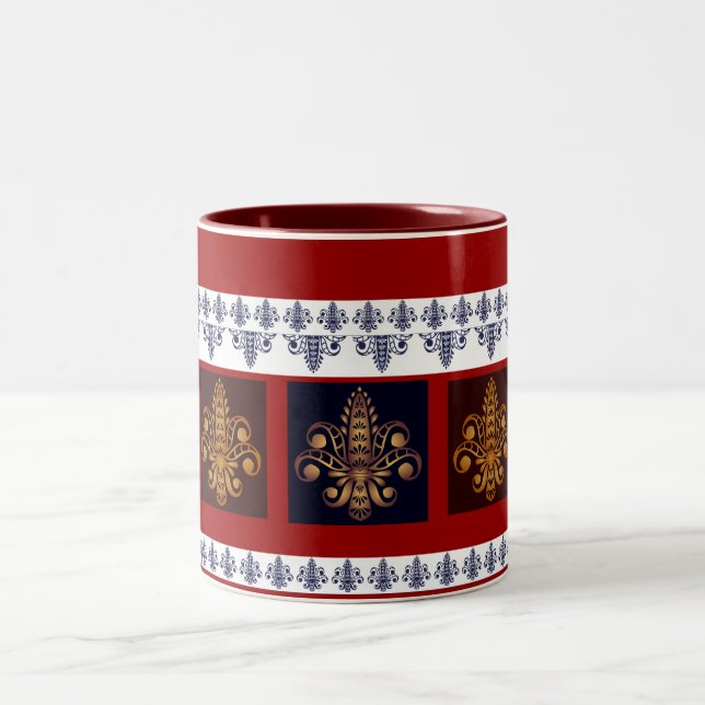 Fleur de Lis No 7 Two-Tone Coffee Mug (Center)