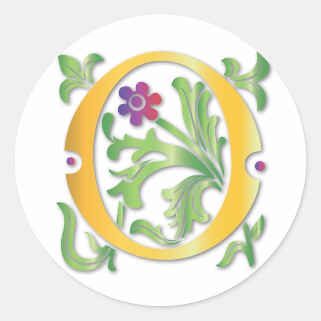 Fleur-de-lis O Monogram Classic Round Sticker (Front)