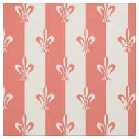 Fleur de Lis Off White & Terra Cotta Red