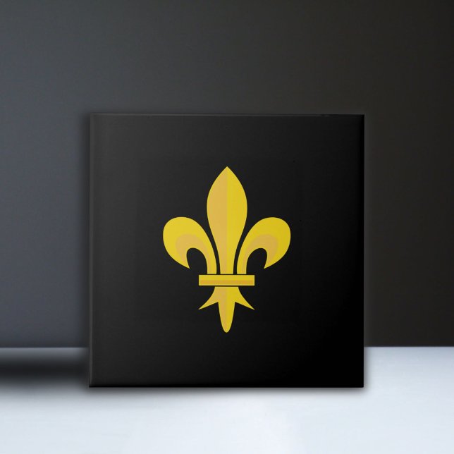 Fleur de Lis on Black Ceramic Tile  (Fleur de Lis on Black Ceramic Tile )