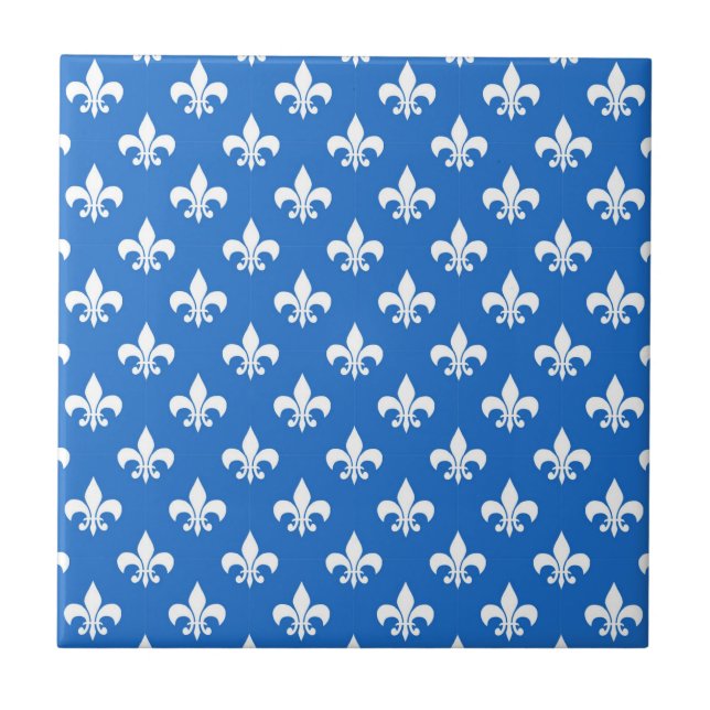 Fleur-de-lis on Blue Ceramic Tile (Front)