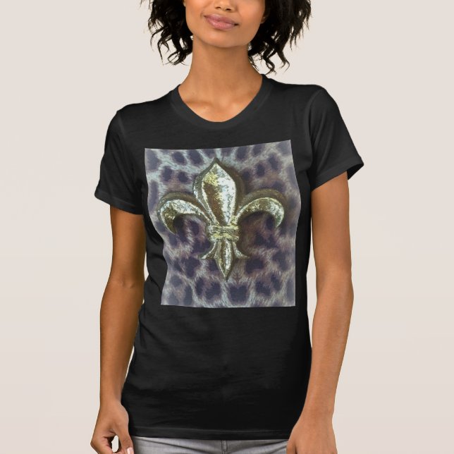 FLEUR DE LIS ON LEOPARD PRINT T-Shirt (Front)