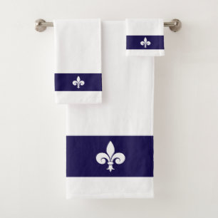 Fleur de Lis on navy blue & white Bath Towel Set