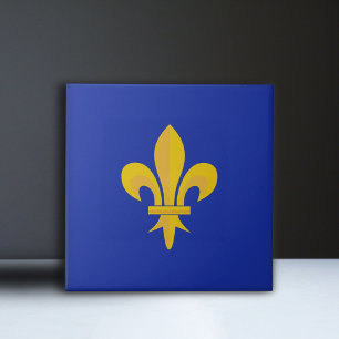 Fleur de Lis on Royal Blue Ceramic Tile
