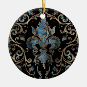 Fleur-de-lis ornament Abalone Shell and Gold