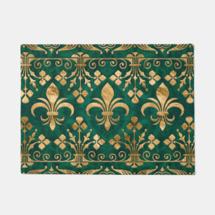 Fleur-de-lis ornament Emerald Green Doormat