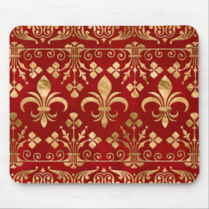 Fleur-de-lis ornament Luxury Red Mouse Pad