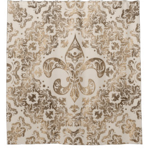 Fleur-de-lis Ornament - pastel gold Shower Curtain