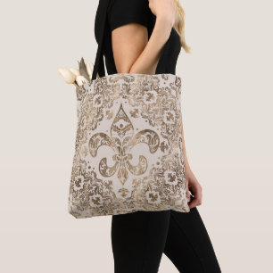 Fleur-de-lis Ornament - pastel gold Tote Bag