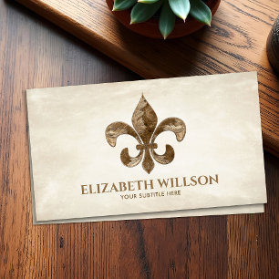 Fleur-de-lis Ornament Vintage Gold Business Card